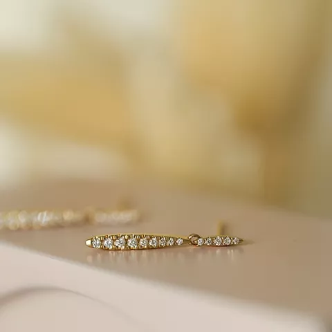 lange Diamant Ohrringe in 14 Karat Gold mit Diamant 
