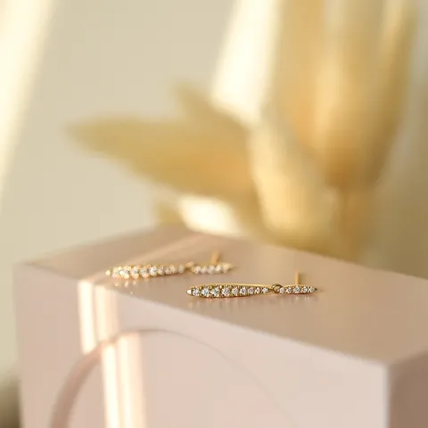 lange Diamant Ohrringe in 14 Karat Gold mit Diamant 