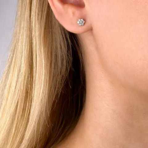 Diamant Solitärohrstecker in 14 Karat Weißgold mit Diamant