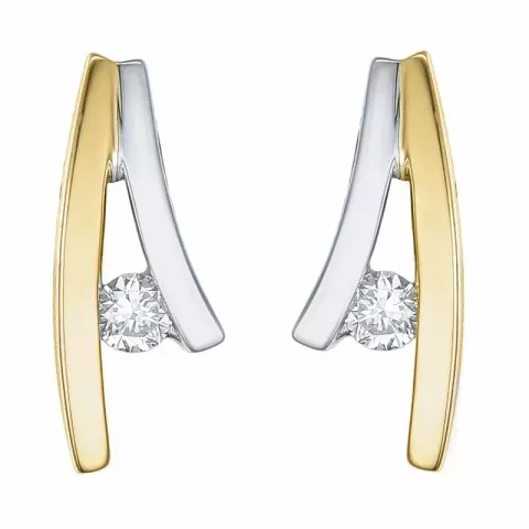 Diamantohrringe in 14 Karat Gold und Weißgold mit Diamant 