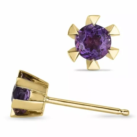 2 x 0,25 ct Amethyst Ohrstecker in 14 Karat Gold mit Amethyst 