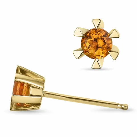 2 x 0,25 ct Solitärohrstecker in 14 Karat Gold mit Citrin