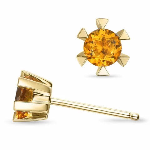 2 x 0,25 ct Solitärohrstecker in 14 Karat Gold mit Citrin 