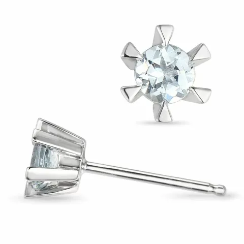 Aquamarin Solitärohrstecker in 14 Karat Weißgold mit Aquamarin 