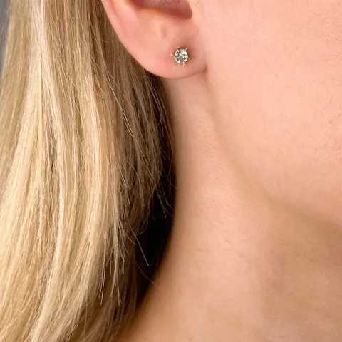 Aquamarin Ohrstecker in 14 Karat Gold mit Aquamarin