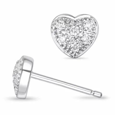 Herz Diamantohrringe in 14 Karat Weißgold mit Diamant