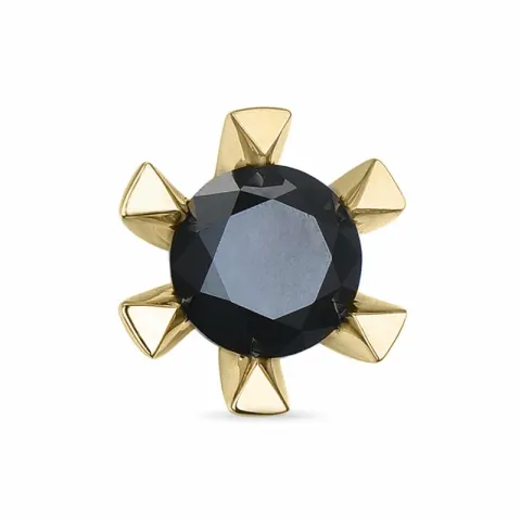 2 x 0,50 ct schwarzem Solitärohrstecker in 14 Karat Gold mit schwarz Diamant 