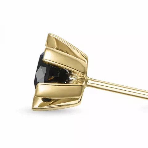 2 x 0,50 ct schwarzem Solitärohrstecker in 14 Karat Gold mit schwarz Diamant 