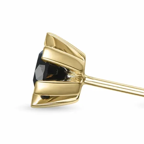 2 x 0,50 ct schwarzem Solitärohrstecker in 14 Karat Gold mit schwarz Diamant