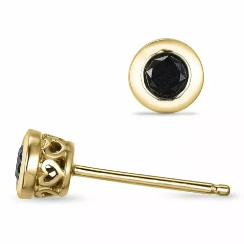 runden schwarzem Diamant Ohrstecker in 14 Karat Gold mit schwarz Diamant