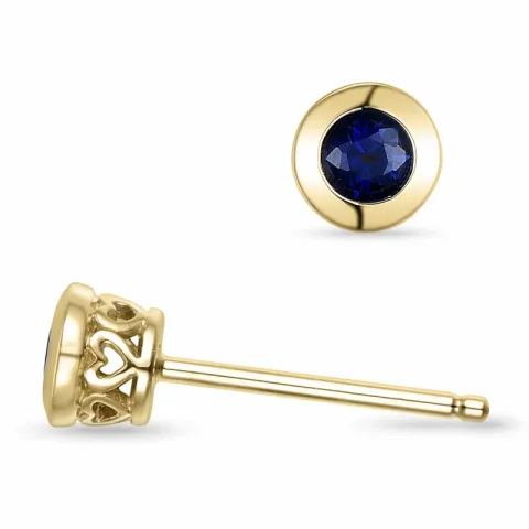 runden Saphir Ohrstecker in 14 Karat Gold mit Saphir