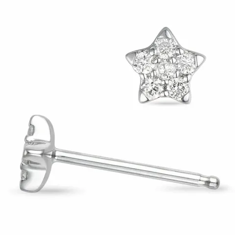 Stern Diamant Ohrstecker in 14 Karat Weißgold mit Diamant