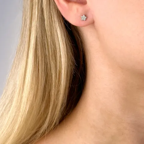 Stern Diamant Ohrstecker in 14 Karat Weißgold mit Diamant