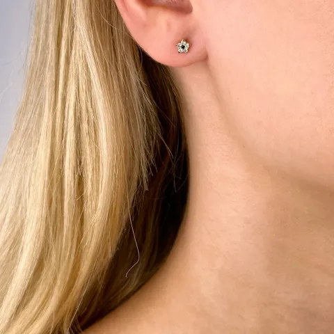 Stern blauem Saphir Diamantohrringe in 14 Karat Gold mit Diamant und Saphir
