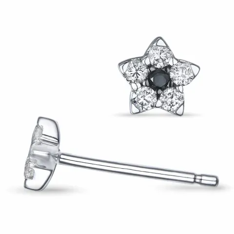 Stern Diamant Weißgold Ohrringe in 14 Karat Weißgold mit Diamant und Saphir