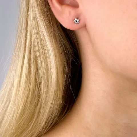Stern Diamant Weißgold Ohrringe in 14 Karat Weißgold mit Diamant und Saphir