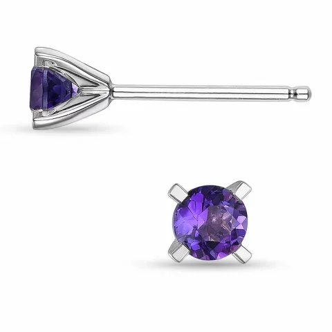 Violettem Amethyst Ohrstecker in 14 Karat Weißgold mit Amethysten