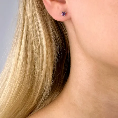 Violettem Amethyst Ohrstecker in 14 Karat Weißgold mit Amethysten