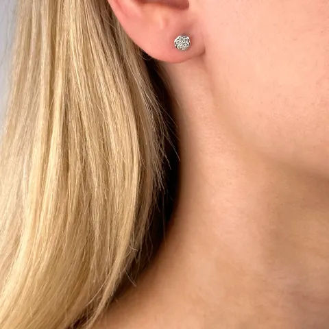Blumen Diamantohrringe in 14 Karat Weißgold mit Diamant