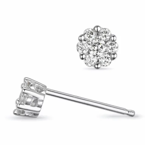 Blumen Diamant Ohrstecker in 14 Karat Weißgold mit Diamant