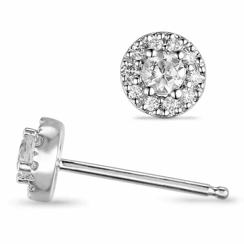 runden Quarz Diamantohrringe in 14 Karat Weißgold mit Diamant und Quarz