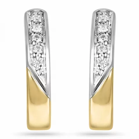 15 mm Diamant Kreole in 14 Karat Gold und Weißgold mit Diamant 