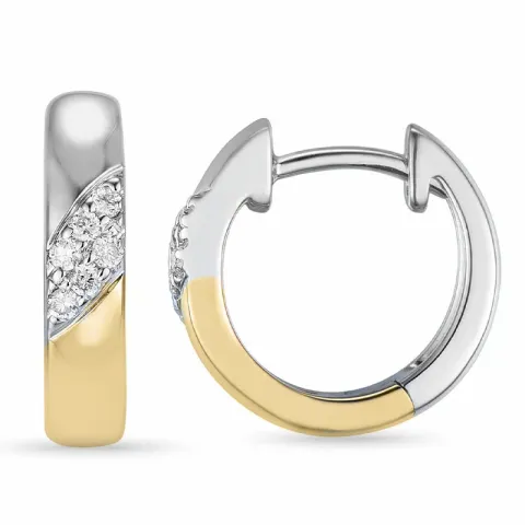 13 mm Kreole in 14 Karat Gold und Weißgold mit Diamant