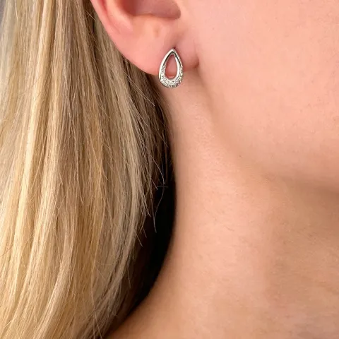 Tropfen Diamant Ohrstecker in 14 Karat Weißgold mit Diamant