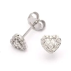 Herz Diamant Ohrstecker in 14 Karat Weißgold mit Diamanten