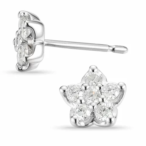 Blumen weißen Diamant Brillantohrringen in 14 Karat Weißgold mit Diamant