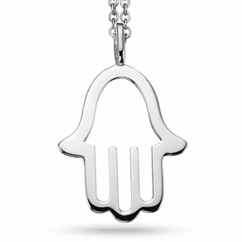 Scrouples Hamsas Hand Anhänger mit Halskette in rhodiniertem Silber