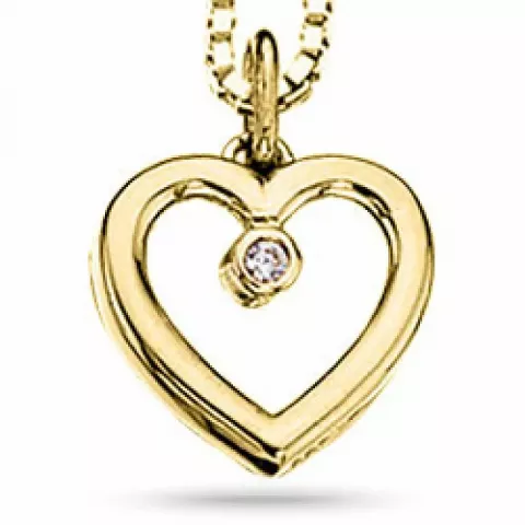Scrouples Herz Halskette mit Anhänger in 8 Karat Gold, rhodiniert mit Vergoldete Silberhalskette weißem Zirkon