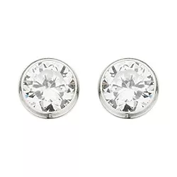 4 mm Scrouples runden Ohrringe in Silber weißen Zirkonen