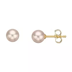 6 mm Scrouples runden weißen Perle Ohrringe in 8 Karat Gold