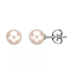 7 mm Scrouples runden weißen Perle Ohrringe in Silber