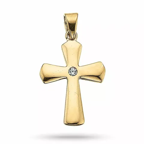 Scrouples Kreuz Anhänger in 8 Karat Gold weißem Zirkon
