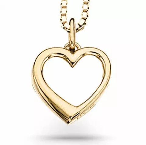 Scrouples Herz Anhänger mit Halskette in 8 Karat Gold mit Vergoldete Silberhalskette