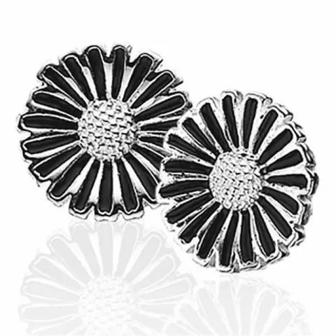 Scrouples Marguerite Ohrclips  in Silber schwarz Emaille