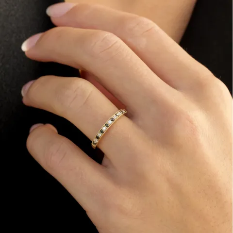 schwarz Memoirering in 14 Karat Gold 0,09 ct 0,10 ct