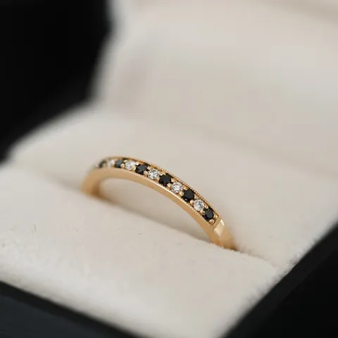 schwarz Memoirering in 14 Karat Gold 0,09 ct 0,10 ct