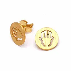 Hamsas hand ohrringe in vergoldetem sterlingsilber