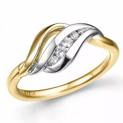 abstraktem Diamant Ring in 14 Karat Gold- und Weißgold 0,12 ct
