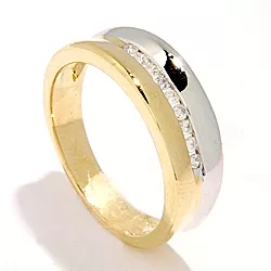 breit Ring in 14 Karat Gold- und Weißgold 0,12 ct