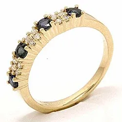 Saphir Diamantring in 14 Karat Gold 0,12 ct