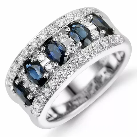 blauem Saphir Diamantring in 14 Karat Weißgold 0,49 ct 1,75 ct