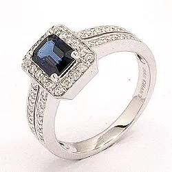 blauem Saphir Ring in 14 Karat Weißgold 0,43 ct 1,05 ct