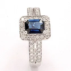 blauem Saphir Ring in 14 Karat Weißgold 0,43 ct 1,05 ct