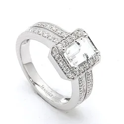 viereckigem Diamantring in 14 Karat Weißgold 0,43 ct