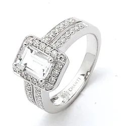 viereckigem Diamantring in 14 Karat Weißgold 0,43 ct