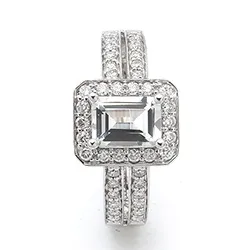 viereckigem Diamantring in 14 Karat Weißgold 0,43 ct